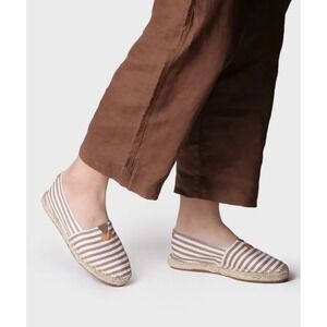 Toni Pons Women's Espadrille Slip On Shoes Taupe cream Striped Casual Size‎ 9